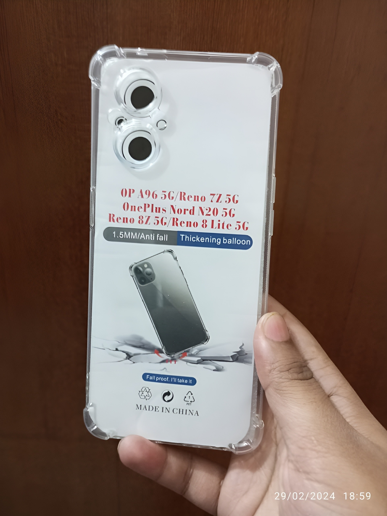 Picture of OPPO A96/ RENO 7Z/ONE PLUS NORD N20/RENO8Z/RENO8 LITE shockproof Transparent liquid Cristal clear long time useable soft premium protective back cover