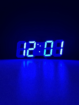 Picture of 3D LED Digital Clock Glowing Decoration Wall or Table Clock – Blue LED
