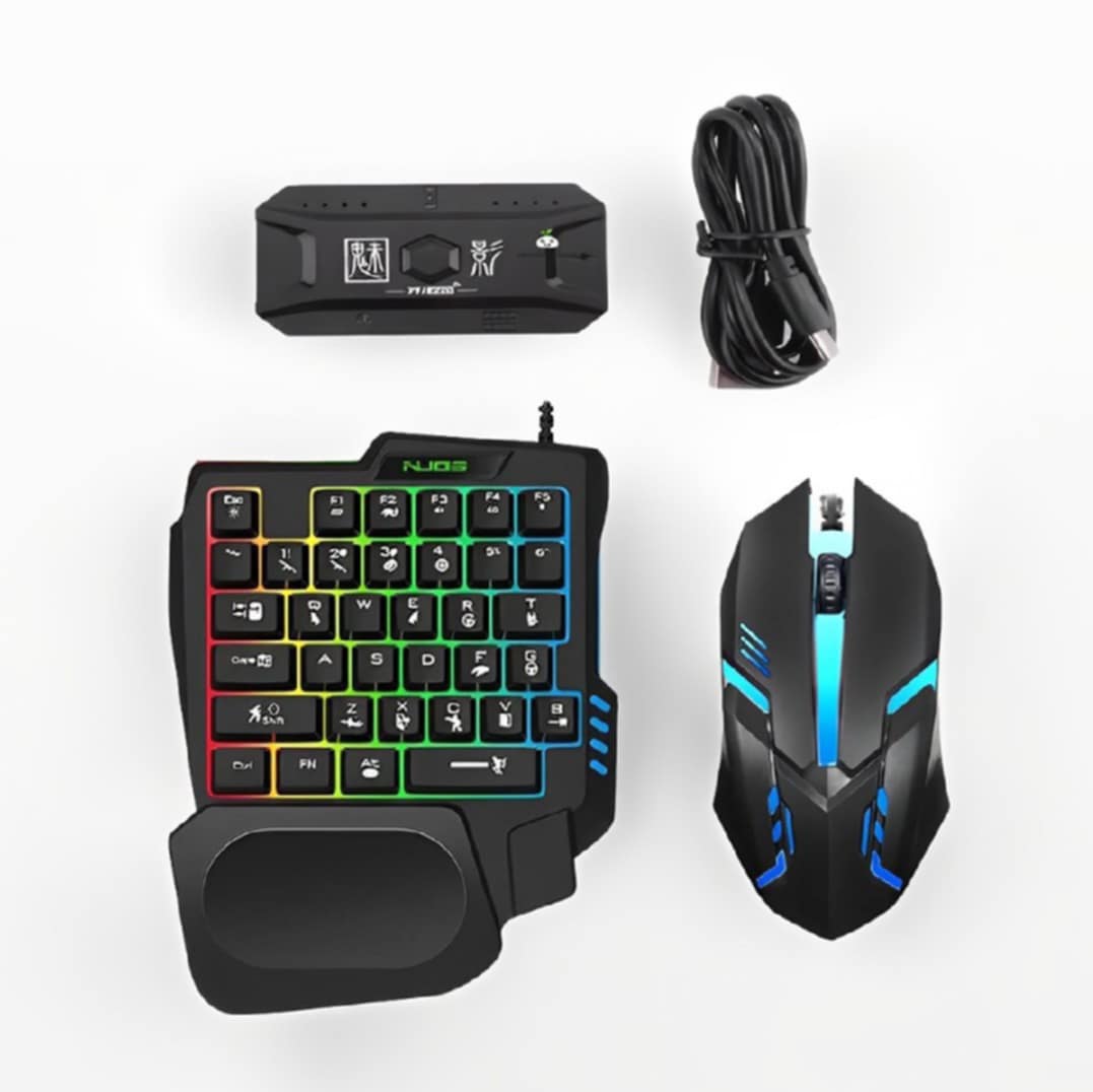 Picture of TechG K190 Mobile Gaming RGB Keyboard & Mouse Converter Combo Support For Android & IOS PC  Mobile Game Accessories