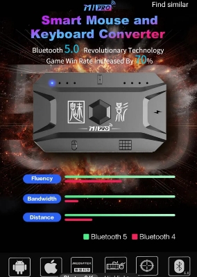 Picture of TechG K190 Mobile Gaming RGB Keyboard & Mouse Converter Combo Support For Android & IOS PC  Mobile Game Accessories