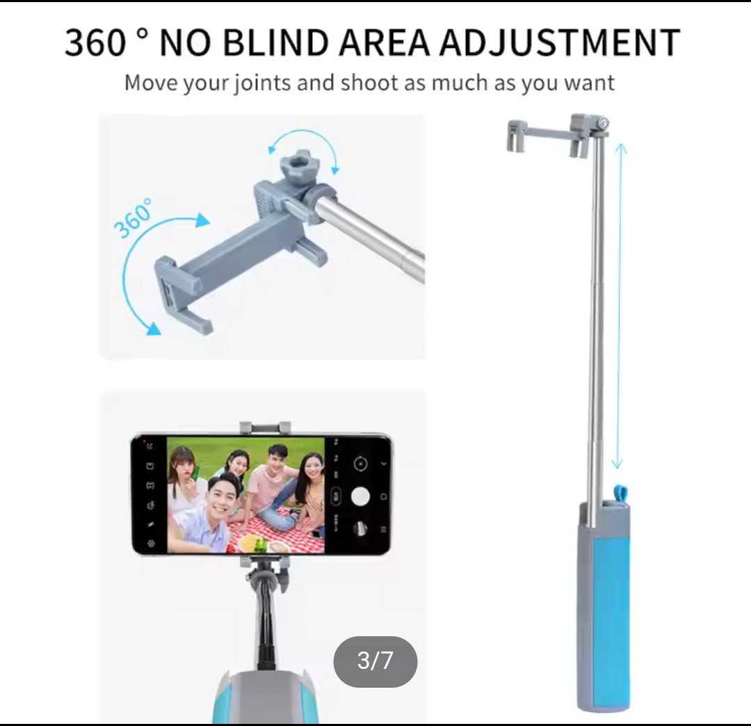 Picture of New 5 in 1 Multifunctional Extendable Selfie Stick Wireless Speaker With Flashlight Power Bank Phone Holder Portable Speakers