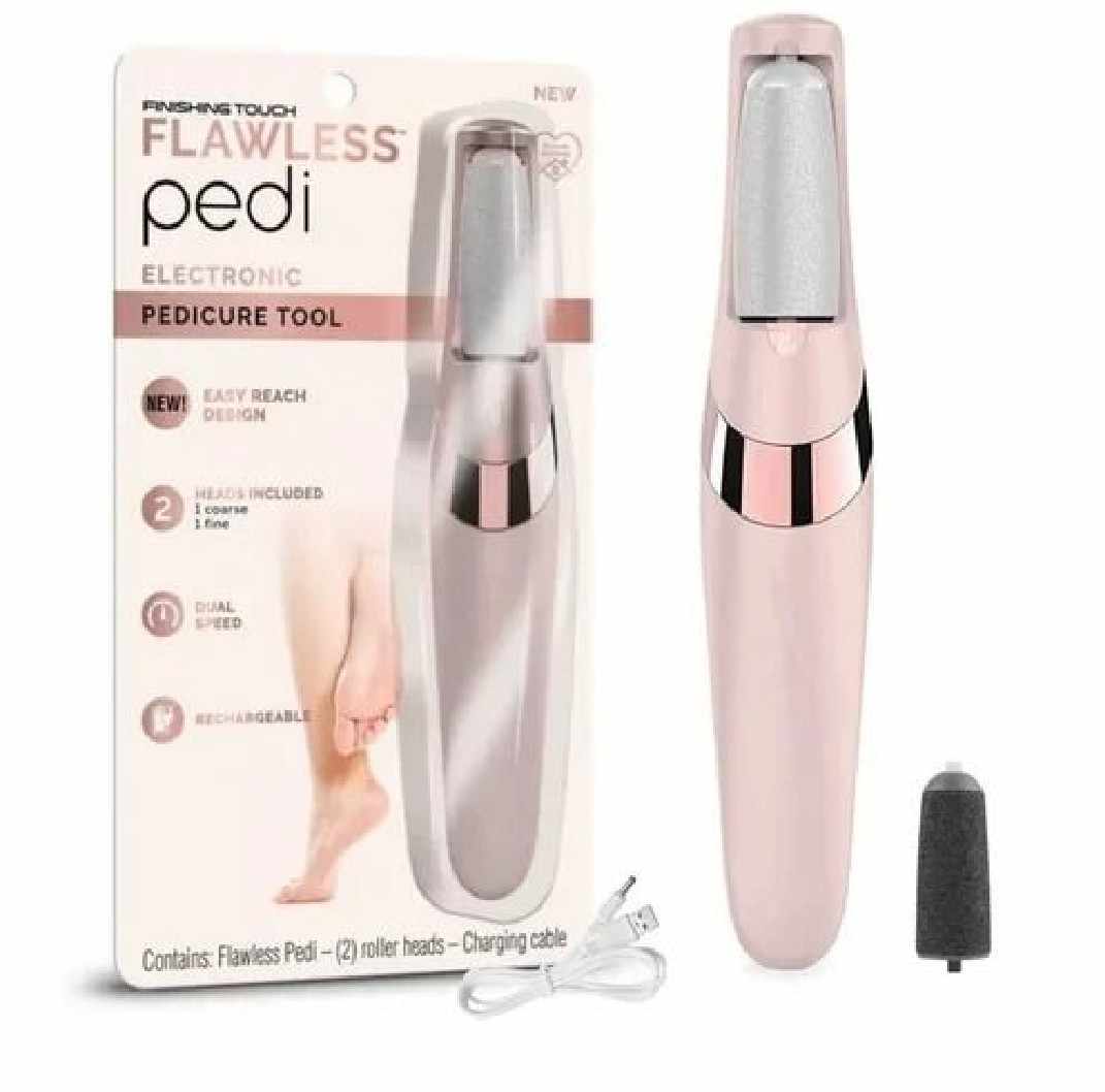 Picture of Pretty Gril Flawless Pedi Electronic Pedicure Tool with Two Roller Heads & Charging Cable