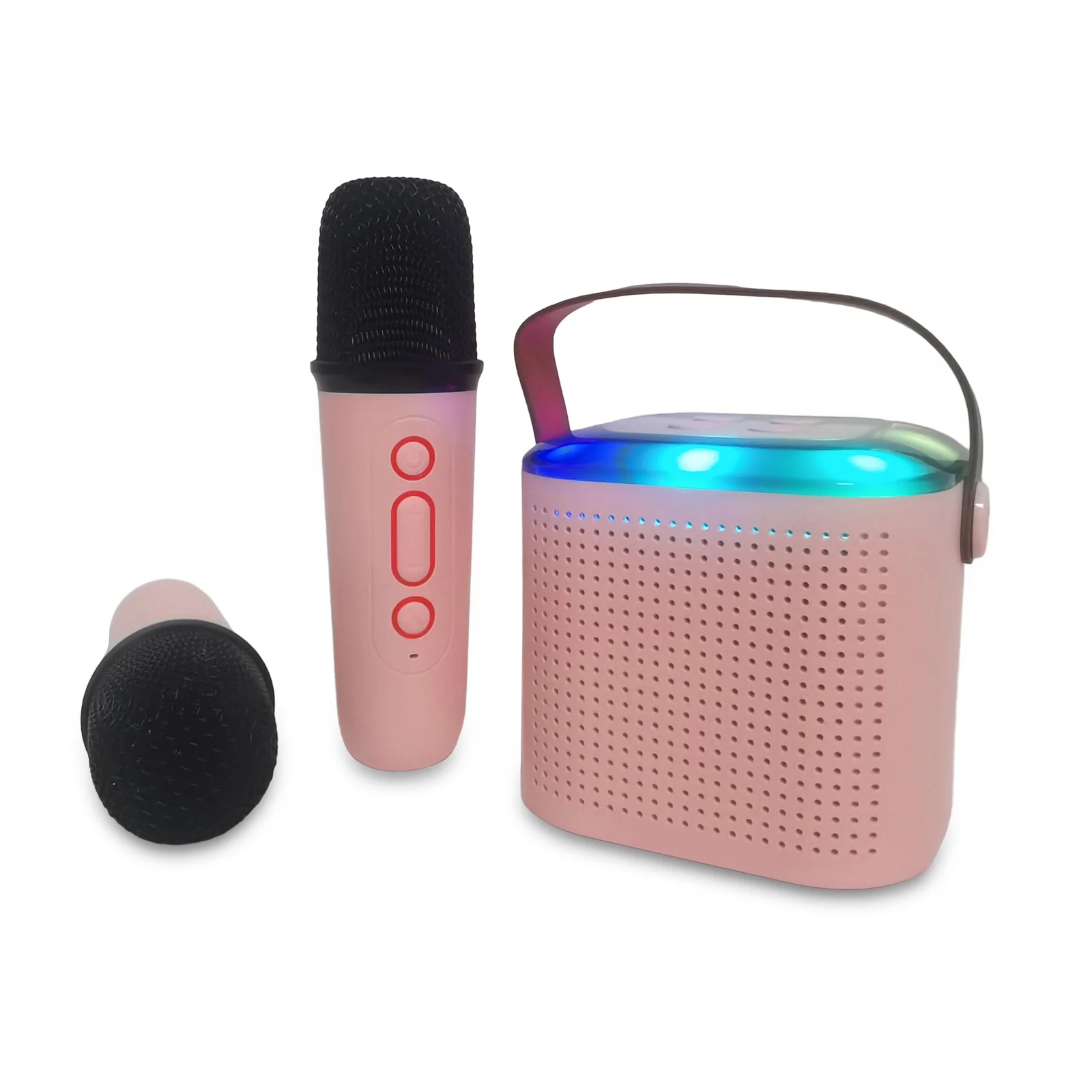 Picture of Y1 Wireless Dual Microphones Karaoke Machine KTV DSP System Bluetooth 5.3 PA Speaker HIFI Stereo Surround RGB Colorful LED Light