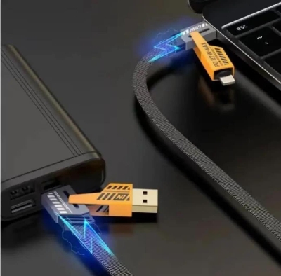 Picture of 65W & PD27W Fast Charging Cable with Data Transfer for iPhone, Samsung, and More - 4 in 1 Mecha Cable