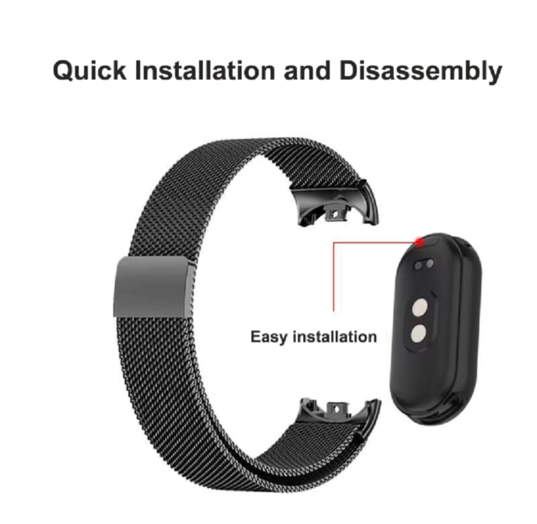 Picture of Xiaomi Mi Band 9, Mi Band 8 Bracelet Wristband Belt Stainless Steel Metal Strap Replacement Wrist Strap