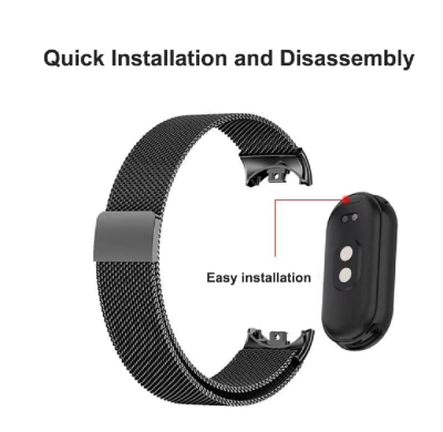 Picture of Xiaomi Mi Band 9, Mi Band 8 Bracelet Wristband Belt Stainless Steel Metal Strap Replacement Wrist Strap