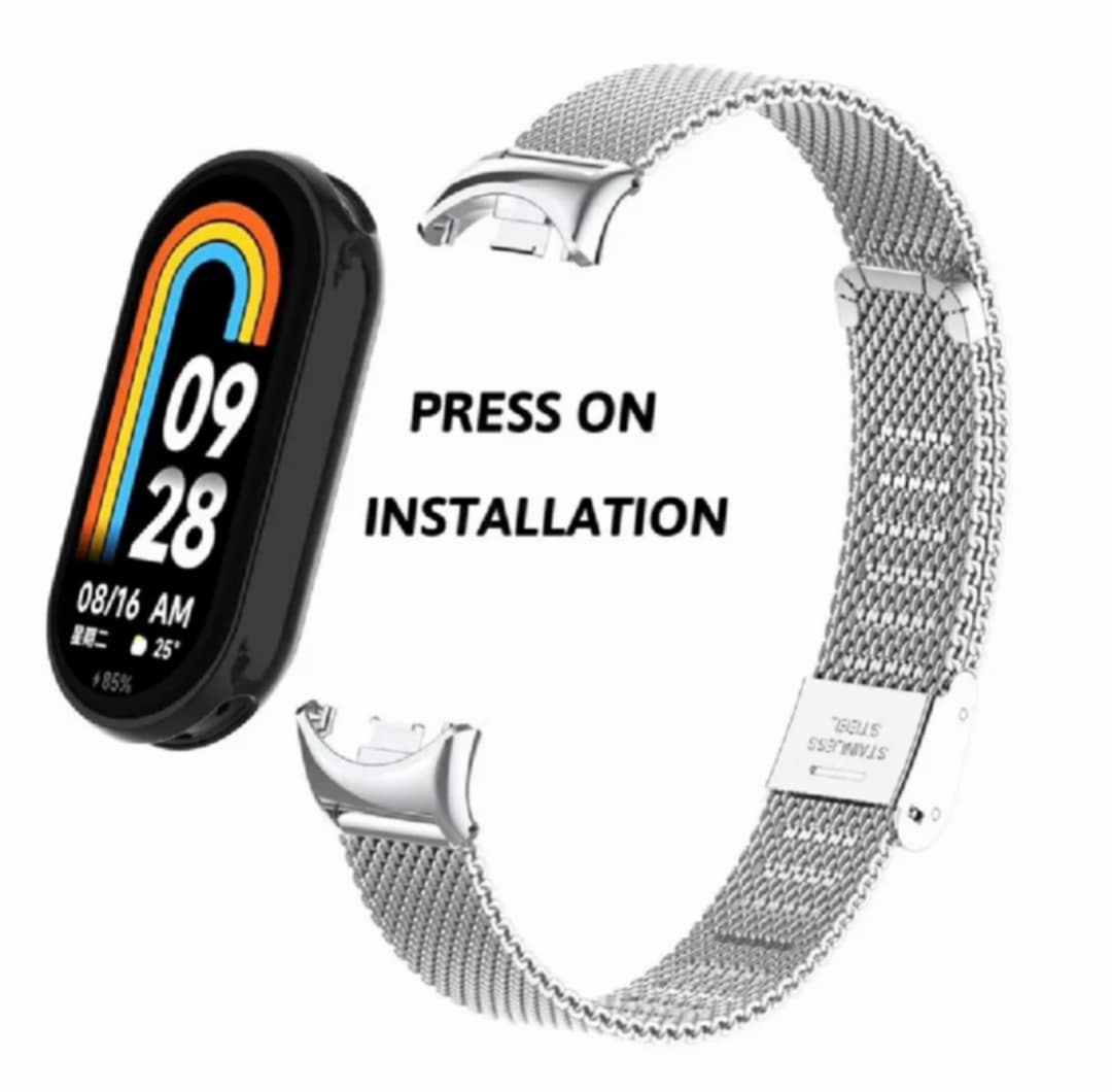 Picture of Xiaomi Mi Band 9, Mi Band 8 Bracelet Wristband Belt Stainless Steel Metal Strap Replacement Wrist Strap