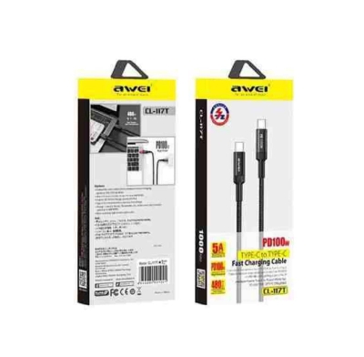 Picture of Awei CL-117T 1m 5A Type-C to Type-C Fast Charging Cable