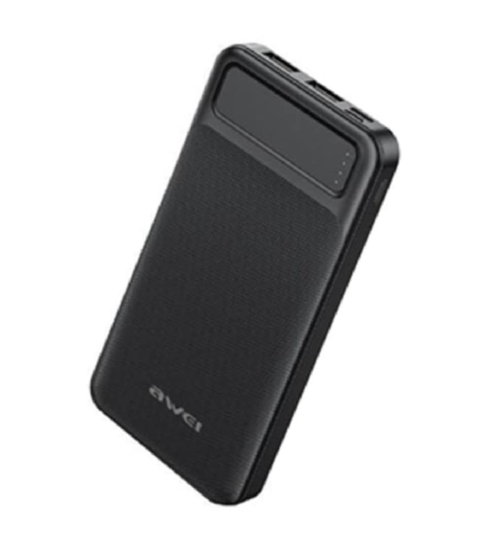 Picture of Awei P6K 20000mAh Fast Charging Dual USB Port Powerbank Micro USB and Type C Input Power Bank Black
