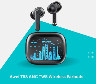 Picture of Awei T53 ANC TWS Wireless Earbuds Bluetooth 5.3 HiFi Music Active Noice Reduction + ENC HD Call Headset
