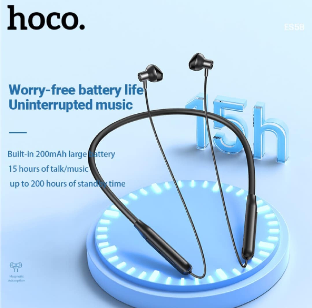 Picture of Hoco ES58 Neckband Bluetooth Earphones IPX5 Waterproof Stereo Sports Headset with Mic - Blue