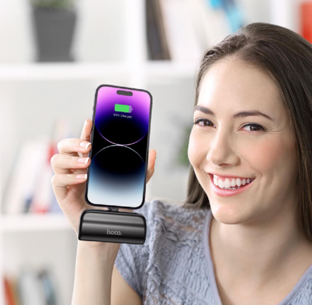 Picture of Hoco J106 Mini Pocket Power Bank - 5000mAh Capacity with Folding Stand for iPhone