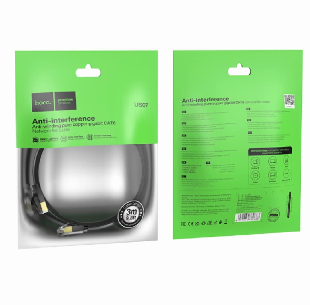 Picture of Hoco US07 8-Core Pure Copper Gigabit Cat6 Ethernet Cable with Gold-Plated RJ45 Plug