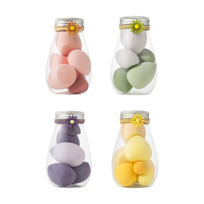 Picture of 6pcs Beauty Blender Sponge Makeup Sponge Blending Puff Flawless Powder Smooth Beauty Sponge Floral Jar puff Set