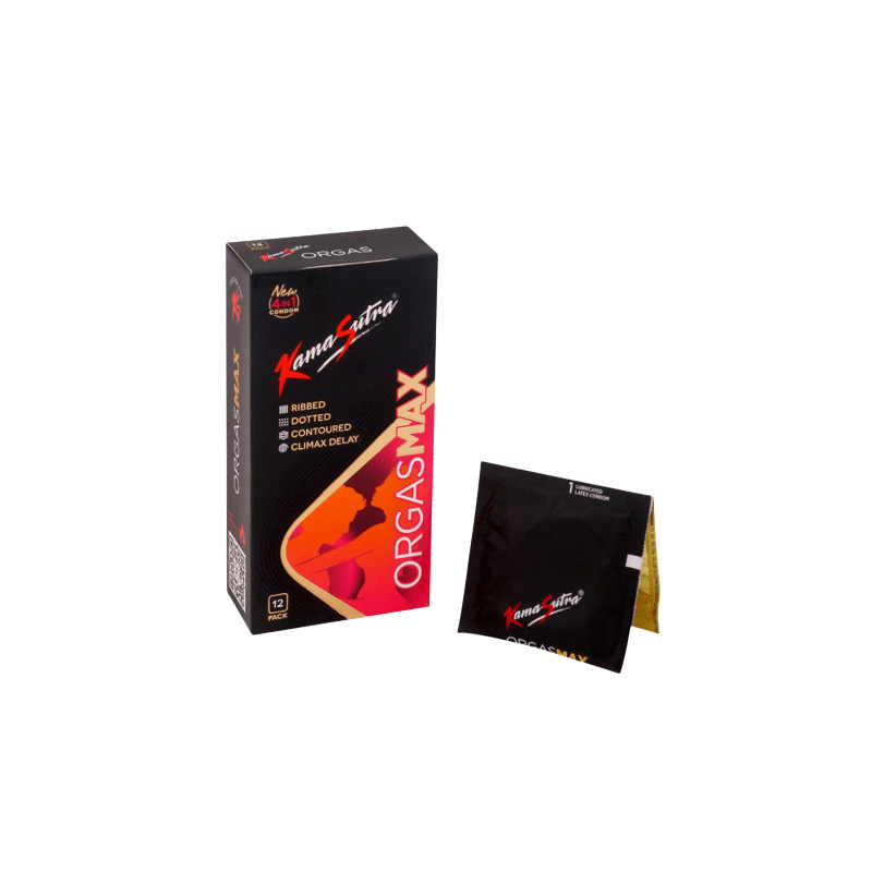 Picture of KamaSutra OrgasMax 4in1 Condom -  Ribbed Dotted Contoured Climax Delay Condoms - Large Single Pack - 12x1=12pcs - Condom