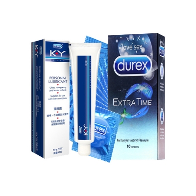 Picture of Durex Condom & Lubricant Combo - Durex Extra Time Condom 10pcs & Durex KY Jelly Personal Lubricant 50gm