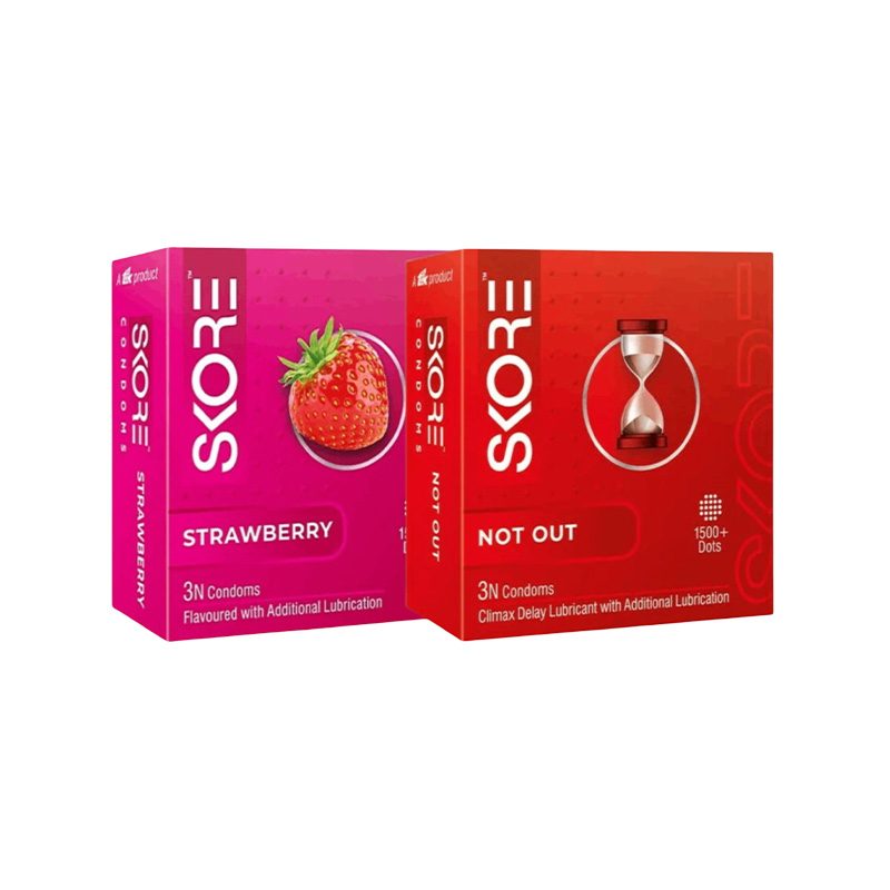 Picture of SKORE Mix 1 Pack Strawberry 1 Pack Not Out Condom 3x2- 6pcs