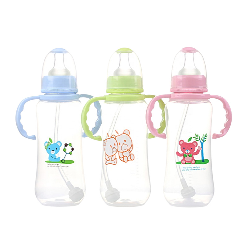 Picture of Applebear Baby Milk Bottle - Plastic Feeding Straw Bottle with Handle 280ml (Multicolor)