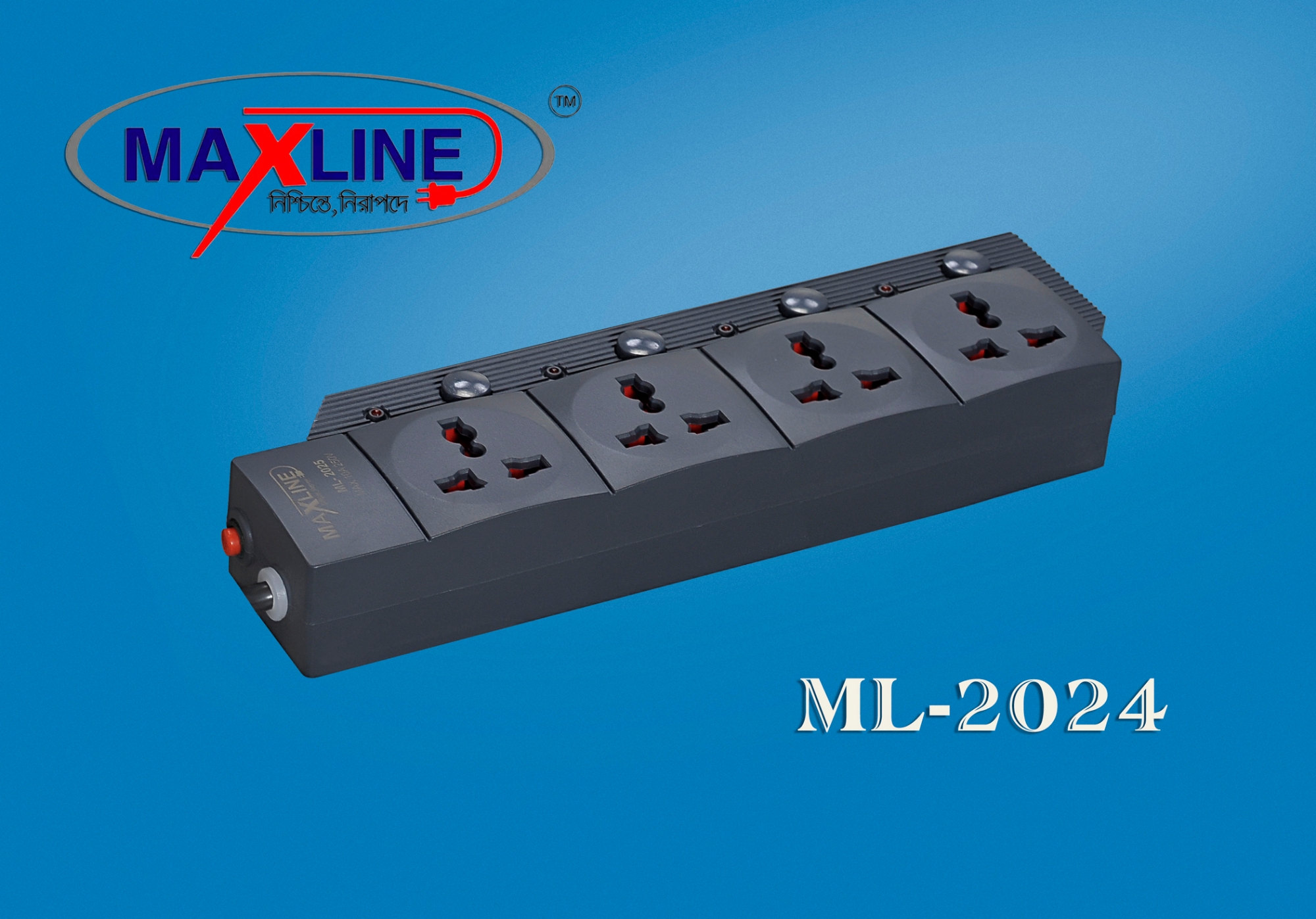 Picture of Maxline 4 Gang Multi Extension Socket Model: ML-2024-5 Miter Wire (15 Fit/hand Long Wire)
