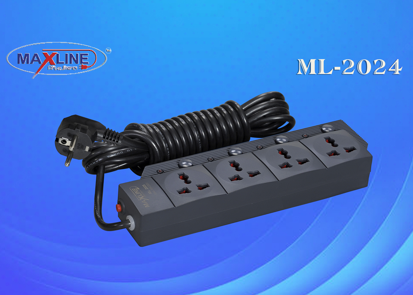Picture of Maxline 4 Gang Multi Extension Socket Model: ML-2024-5 Miter Wire (15 Fit/hand Long Wire)