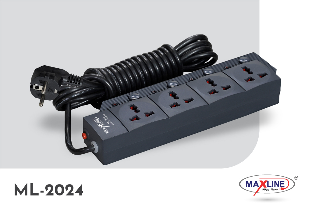 Picture of Maxline 4 Gang Multi Extension Socket Model: ML-2024-5 Miter Wire (15 Fit/hand Long Wire)