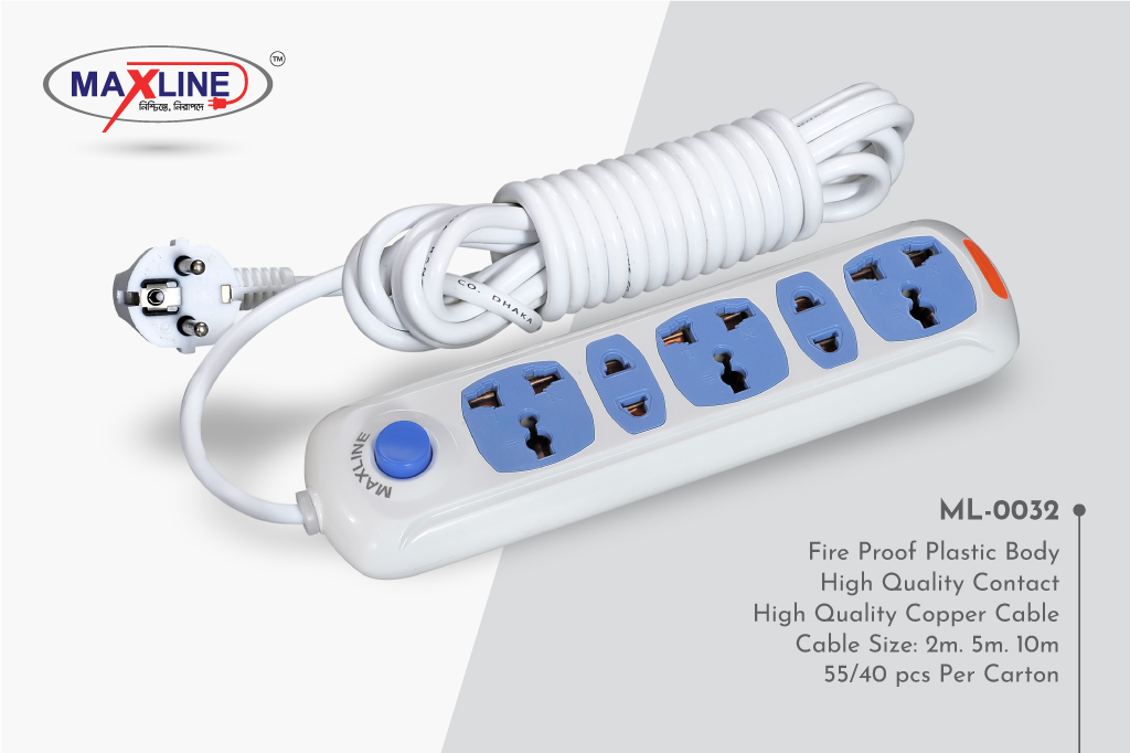 Picture of Maxline 5 Port Multi Extension Socket Model: ML-0032-10 Miter Wire ( 33 Fit/ Hand Long Wire )