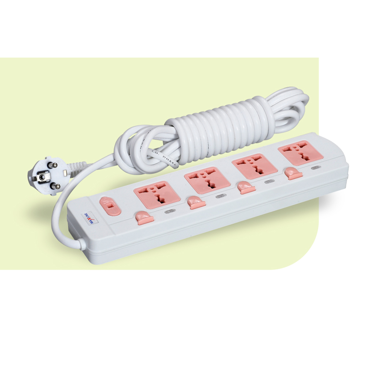 Picture of Maxline 4 Gang Multi Extension Socket Model: ML-348-2pin plug/5 Miter Wire ( 16 Fit/ Hand Long Wire )