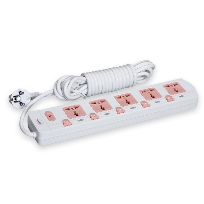 Picture of Maxline 5 Gang Multi Extension Socket Model: ML-358-2pin Plug/5 Miter Wire ( 16 Fit/Hand Long Wire)