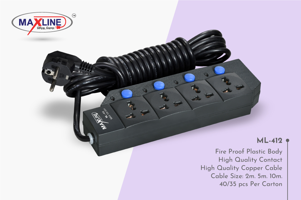 Picture of Maxline  Heavy Duty Multiplug 4 Gang Model-ML-412- 2 Miter Wire/7 Fit