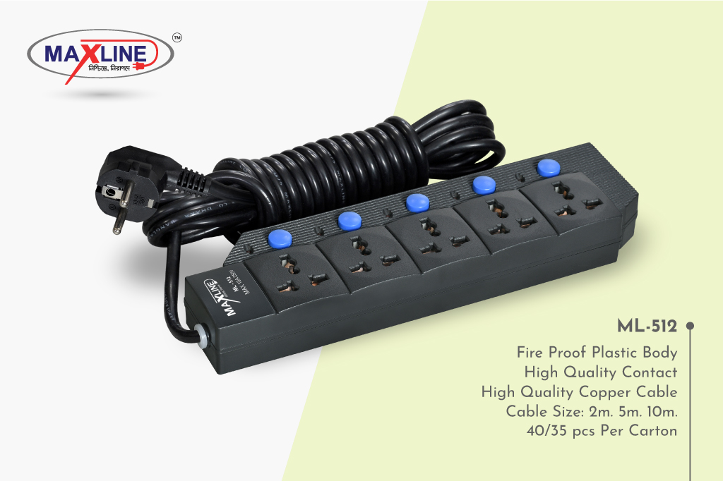 Picture of Maxline 5 Way Multi Extension Socket Model: ML-512-10 Miter Wire/33 Fit