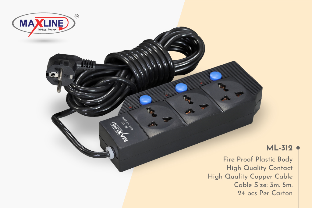 Picture of Maxline  Heavy Duty Multiplug 3 Gang Model-ML-312- 5 Miter Wire/16 Fit