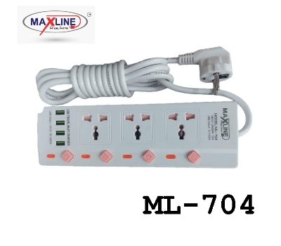 Picture of MaxLine Heavy Duty Multiplug -ML-704 4 Port USB 7 Outlets Multiplug Charger-3 Miter Wire/ 10 Fit