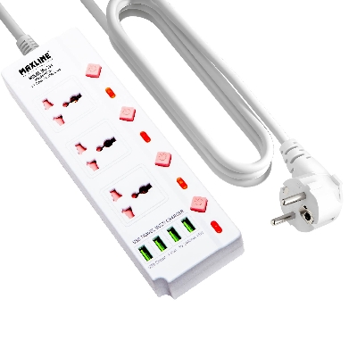 Picture of MaxLine Heavy Duty Multiplug -ML-704 4 Port USB 7 Outlets Multiplug Charger-3 Miter Wire/ 10 Fit