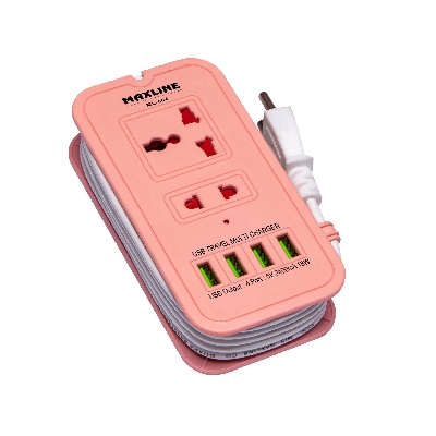 Picture of Maxline 4 USB Fast Charging Extension Socket -ML-604-6 Fit Cable (Crem Color)