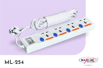 Picture of Maxline 4 Gang Multi Extension Socket Model: ML-254-2pin Plug/ 5 Miter Wire (16 Fit/Hand Long Wire)