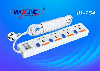 Picture of Maxline 4 Gang Multi Extension Socket Model: ML-254-2pin Plug/ 5 Miter Wire (16 Fit/Hand Long Wire)