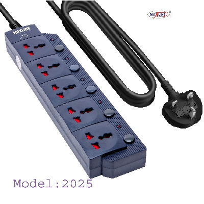 Picture of Maxline 5 Gang Multi Extension Socket Model: ML-2025-5 Miter Wire=3 pin Plug  ( 16 Fit/Hand Long Wire )