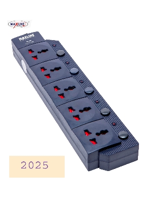 Picture of Maxline 5 Gang Multi Extension Socket Model: ML-2025-5 Miter Wire=3 pin Plug  ( 16 Fit/Hand Long Wire )