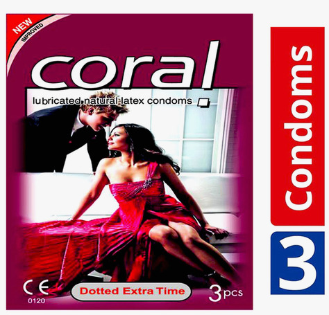 Picture of pack of 1×3=3 pcs Coral Dotted Extra Time Condom 1 mini box malaysia