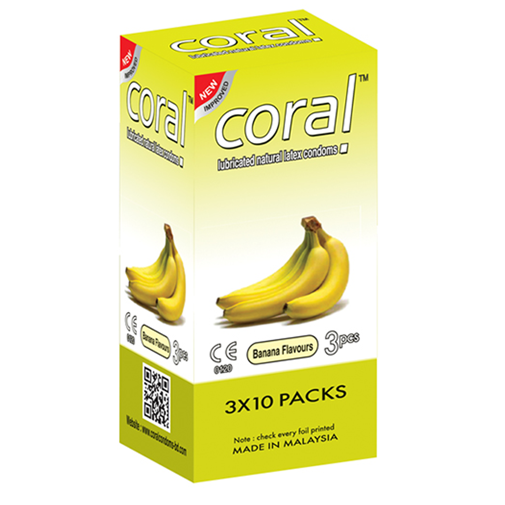 Picture of Pack of 10x3= 30 Pcs Coral Super Dotted With Flavored Lubricated Natural Latex Condom FULL BOX ((malaysia)