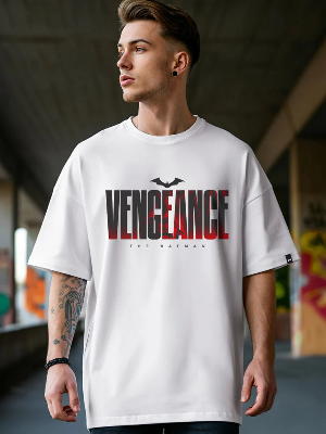 Picture of Drop Shoulder Print T-Shirt – Batman – White