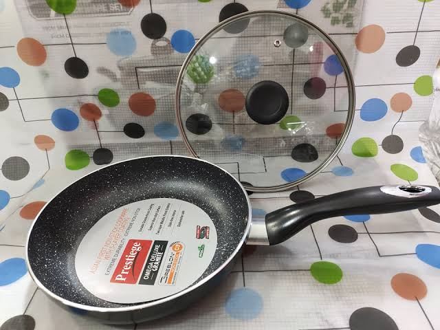 Picture of Prestige Omega Deluxe Granite 24 Cm Fry Pan With Lid Aluminium Fry Pans in Grey Colour by Prestige