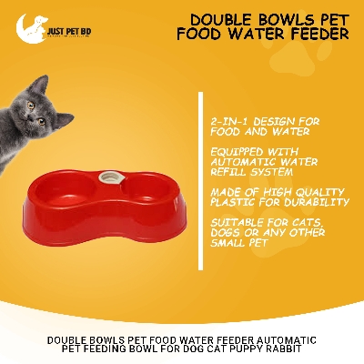 Picture of Double Bowls Pet Food Water Feeder Automatic Pet Feeding Bowl for Dog Cat Puppy Rabbit