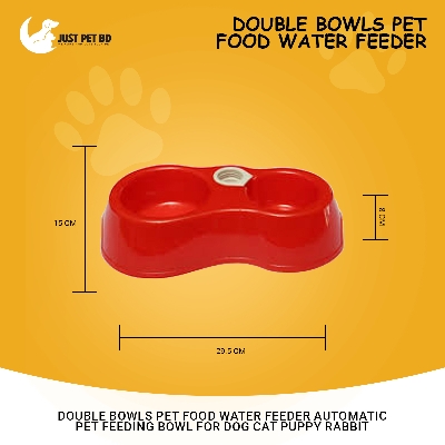Picture of Double Bowls Pet Food Water Feeder Automatic Pet Feeding Bowl for Dog Cat Puppy Rabbit