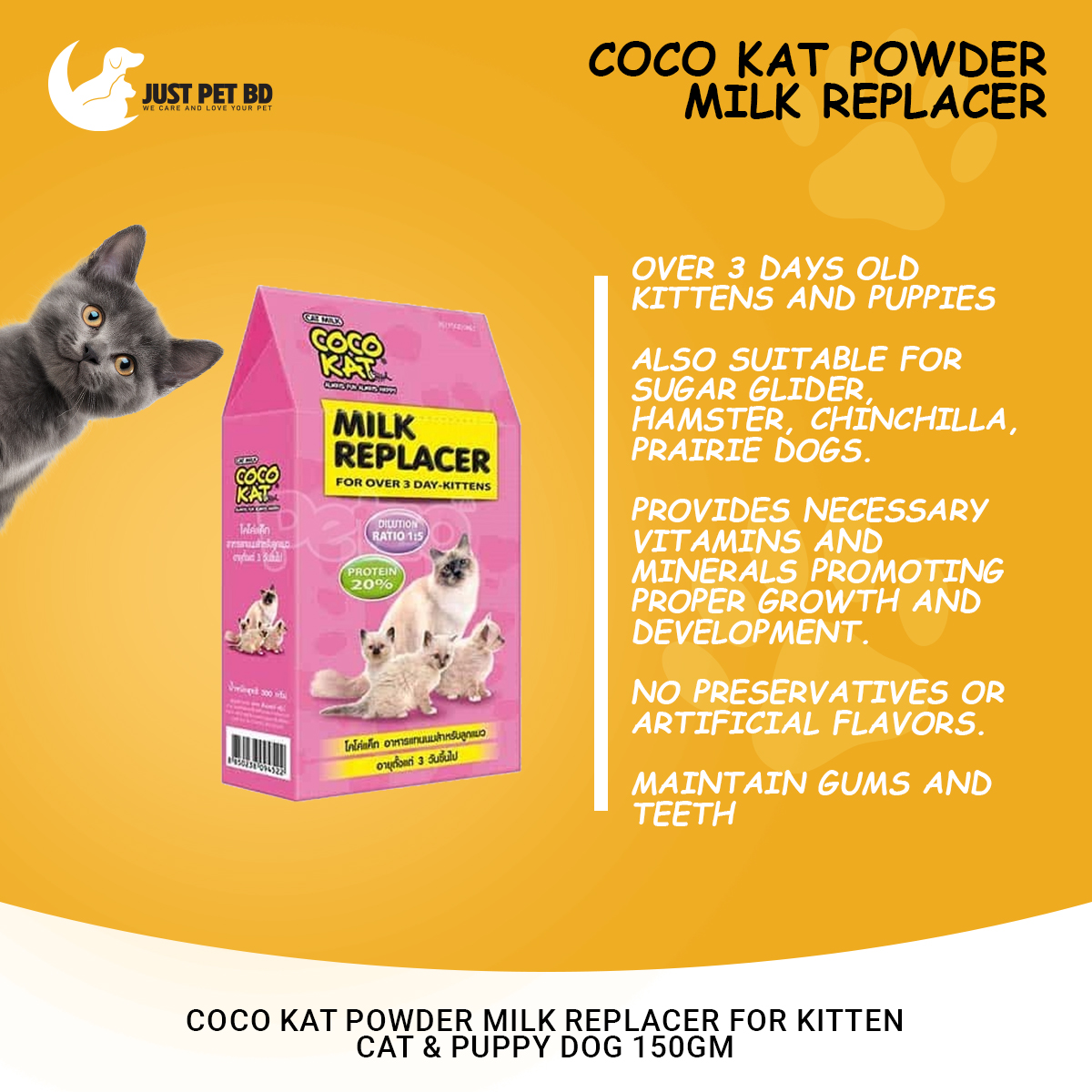 Picture of Coco Kat Powder Milk Replacer For Kitten Cat & Puppy Dog  150gm