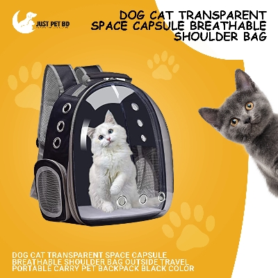 Picture of Dog Cat Transparent Space Capsule Breathable Shoulder Bag Outside Travel Portable Carry Pet Backpack Black Color
