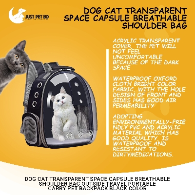 Picture of Dog Cat Transparent Space Capsule Breathable Shoulder Bag Outside Travel Portable Carry Pet Backpack Black Color
