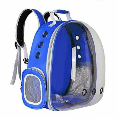 Picture of Dog Cat Transparent Space Capsule Breathable Shoulder Bag Outside Travel Portable Carry Pet Backpack Blue Color