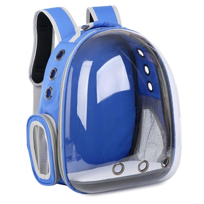 Picture of Dog Cat Transparent Space Capsule Breathable Shoulder Bag Outside Travel Portable Carry Pet Backpack Blue Color