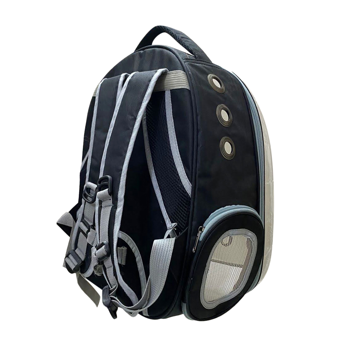 Picture of Dog Cat Transparent Space Capsule Breathable Shoulder Bag Outside Travel Portable Carry Pet Backpack Black Color